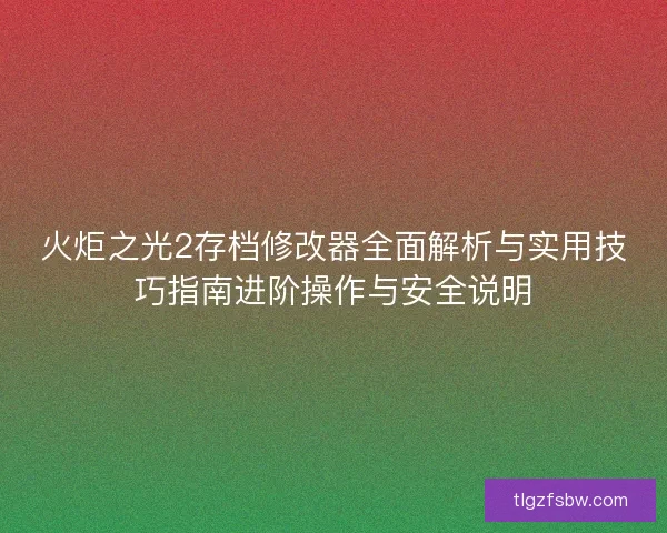 火炬之光2存档修改器全面解析与实用技巧指南进阶操作与安全说明