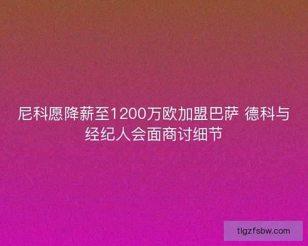 尼科愿降薪至1200万欧加盟巴萨 德科与经纪人会面商讨细节